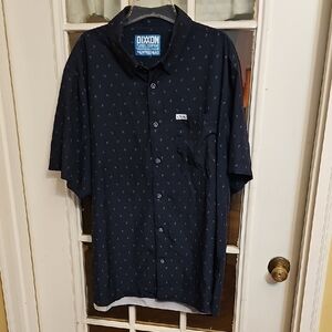 DIXXON Men's Dark Blue Patterned Button Down Shirt